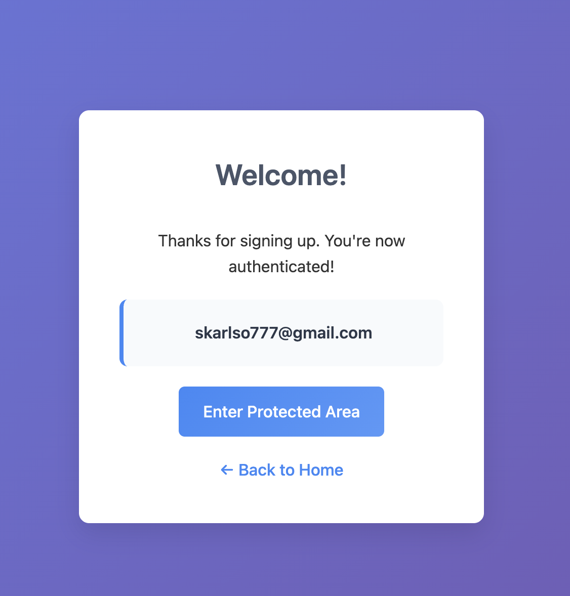 Logged In Screen